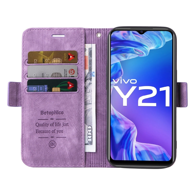 For vivo Y21 2021 BETOPNICE Dual-side Buckle Leather Phone Case
