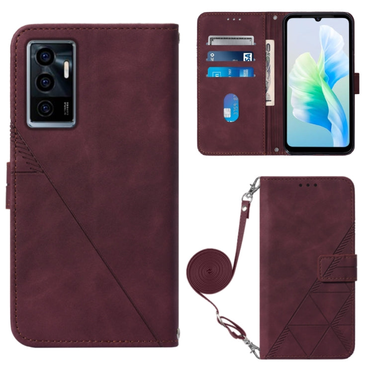For vivo S10e 5G / V23e 4G&5G /Y75 4G Crossbody 3D Embossed Flip Leather Phone Case