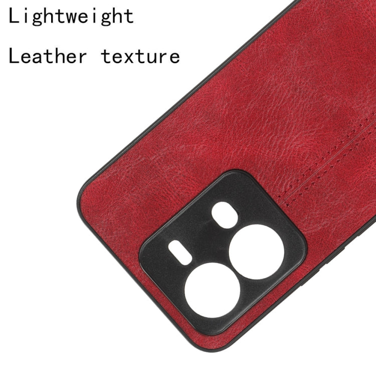 For vivo V25 5G Sewing Cow Pattern Skin PC + PU + TPU Case