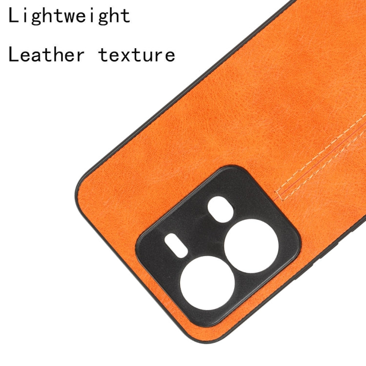 For vivo V25 5G Sewing Cow Pattern Skin PC + PU + TPU Case