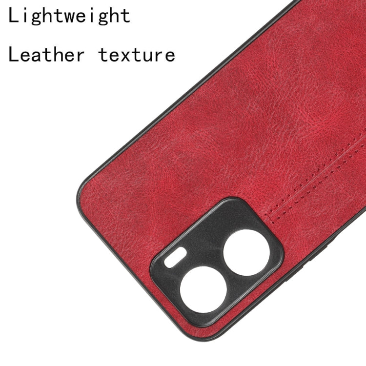 For vivo Y16 4G Sewing Cow Pattern Skin PC + PU + TPU Case