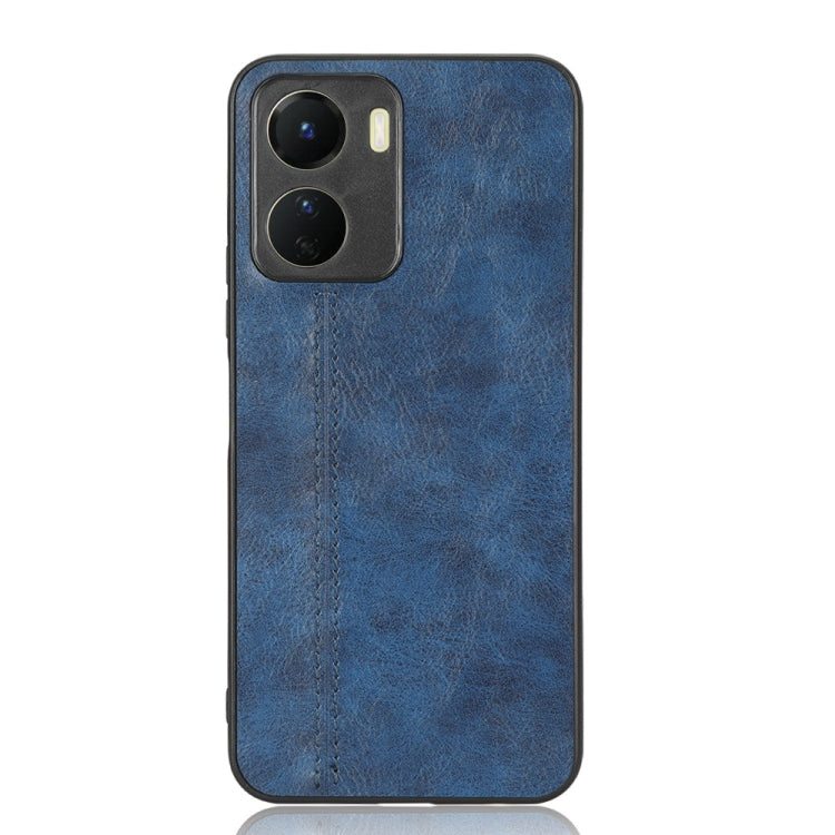 For vivo Y16 4G Sewing Cow Pattern Skin PC + PU + TPU Case