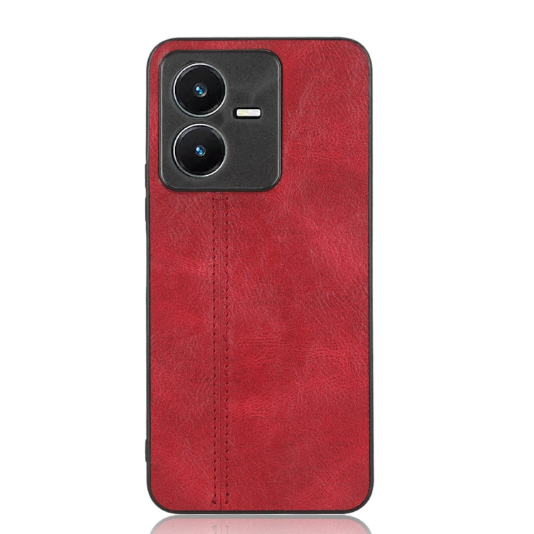 For vivo Y22 4G / Y22s 2022 Sewing Cow Pattern Skin PC + PU + TPU Case