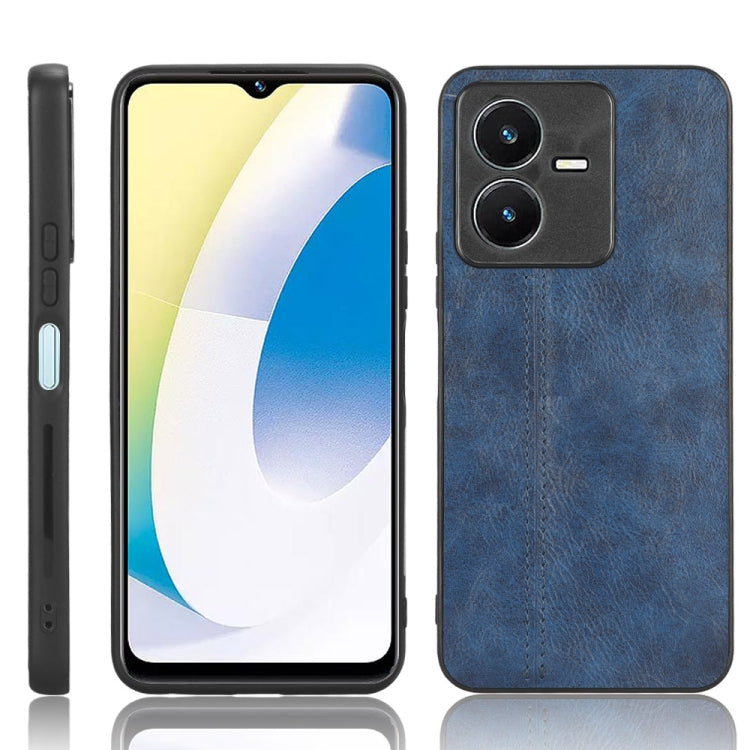 For vivo Y22 4G / Y22s 2022 Sewing Cow Pattern Skin PC + PU + TPU Case