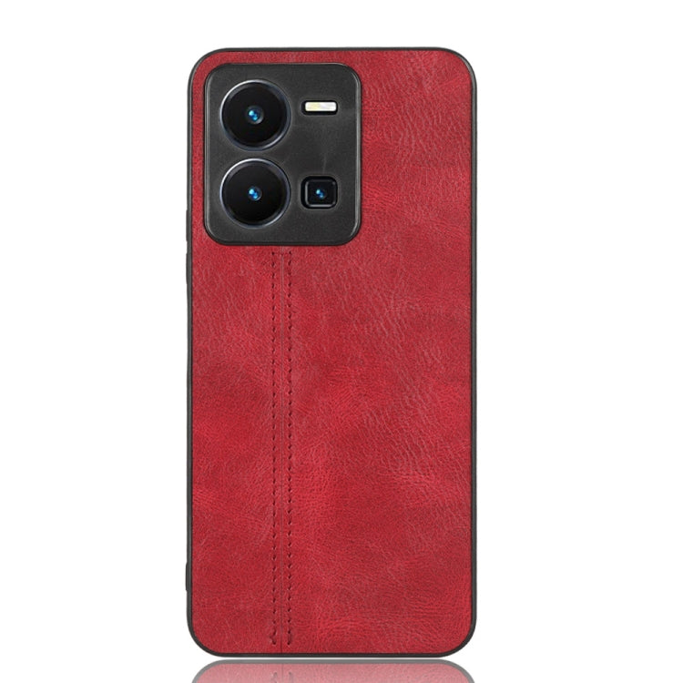 For vivo Y35 4G Sewing Cow Pattern Skin PC + PU + TPU Case