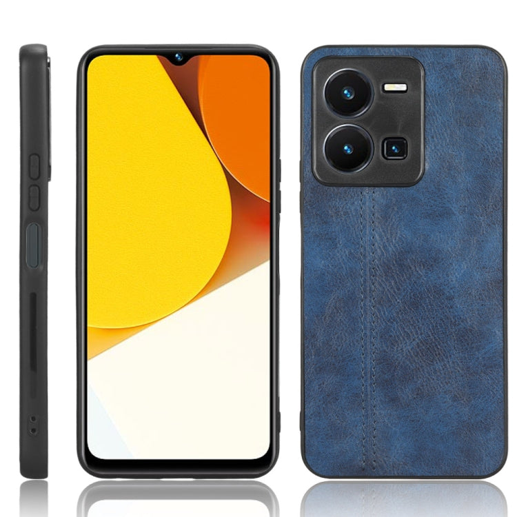 For vivo Y35 4G Sewing Cow Pattern Skin PC + PU + TPU Case