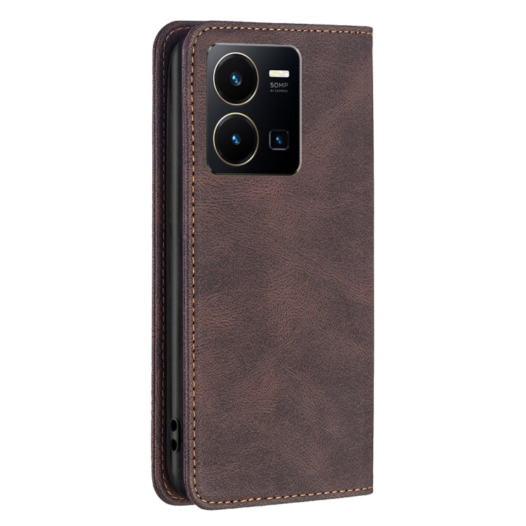 For vivo Y35/Y22 Magnetic RFID Blocking Anti-Theft Leather Phone Case