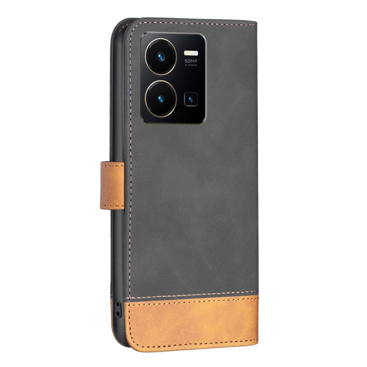 For vivo Y35/Y22 BF11 Color Matching Skin Feel Leather Phone Case