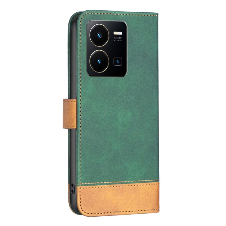 For vivo Y35/Y22 BF11 Color Matching Skin Feel Leather Phone Case