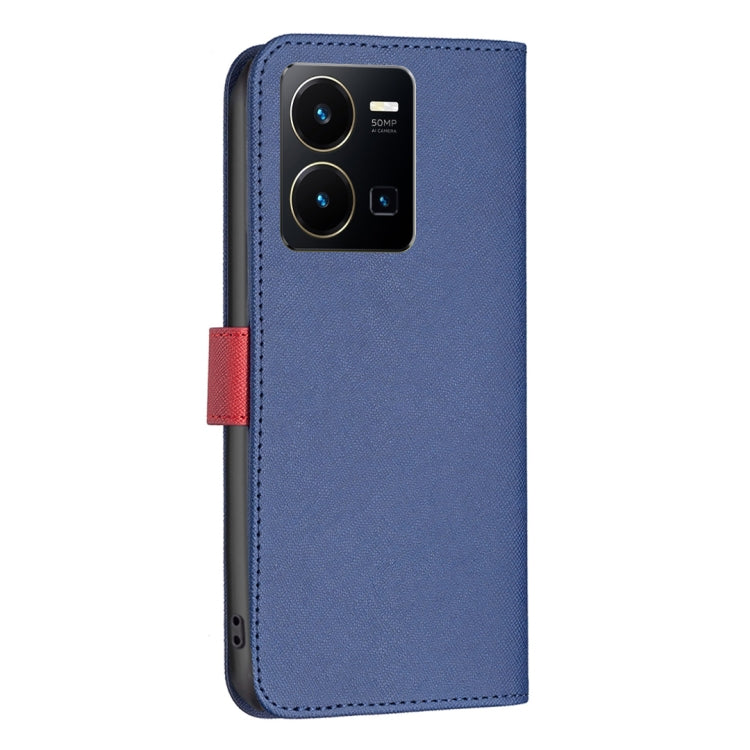 For vivo Y35/Y22 BF13 Color Matching Cross Texture Leather Phone Case