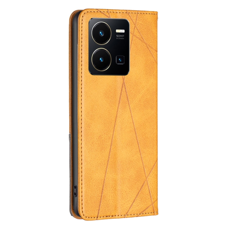 For vivo Y35/Y22 Prismatic Invisible Magnetic Leather Phone Case