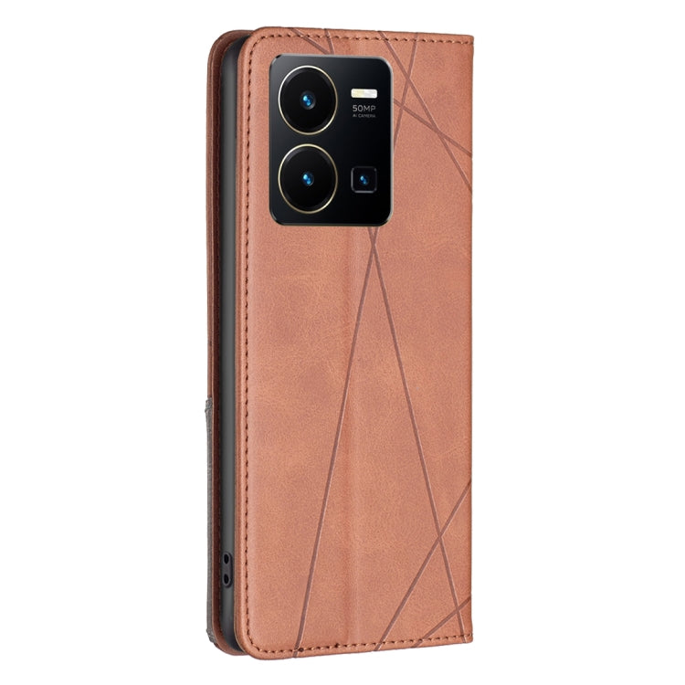 For vivo Y35/Y22 Prismatic Invisible Magnetic Leather Phone Case
