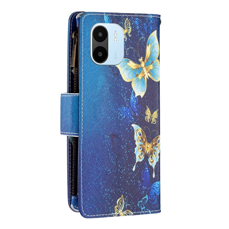 For Xiaomi Redmi A1/Redmi A1+ Colored Drawing Pattern Zipper Phone Leather Case