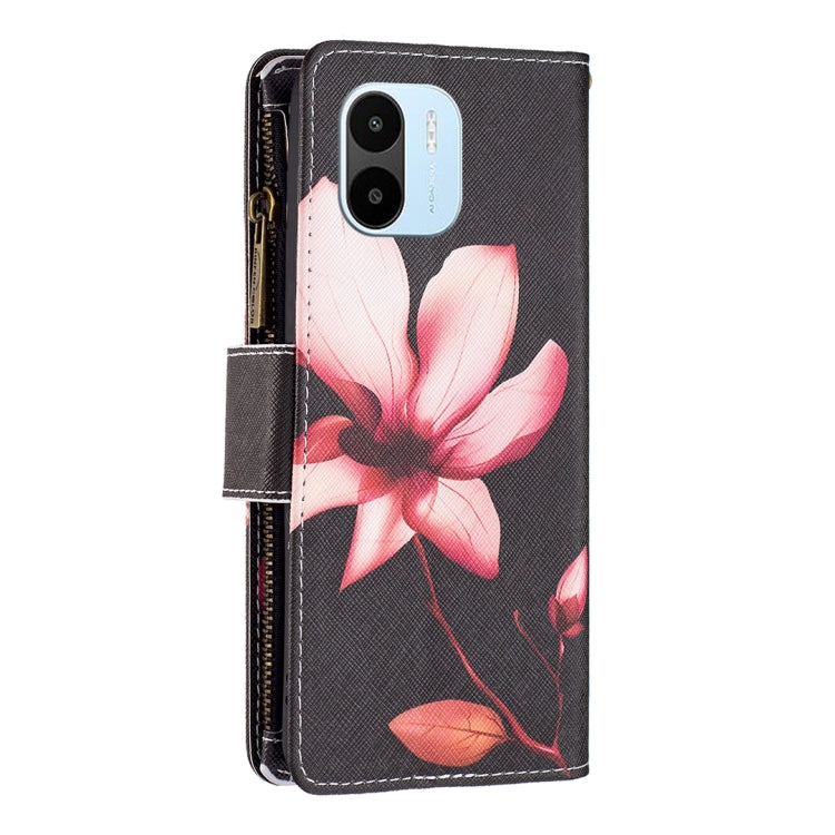 For Xiaomi Redmi A1/Redmi A1+ Colored Drawing Pattern Zipper Phone Leather Case