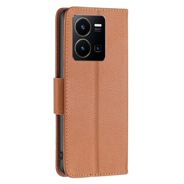 For vivo Y35/Y22 Litchi Texture Pure Color Leather Phone Case