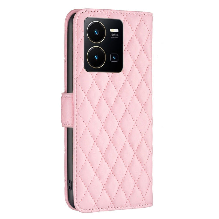 For vivo Y35/Y22 Diamond Lattice Wallet Leather Flip Phone Case