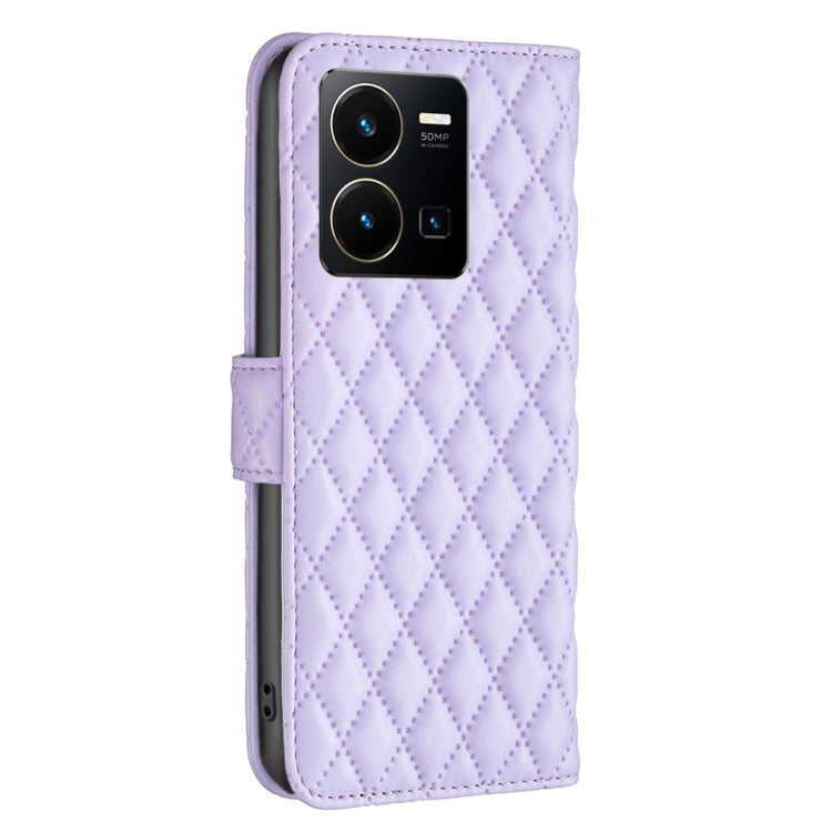 For vivo Y35/Y22 Diamond Lattice Wallet Leather Flip Phone Case