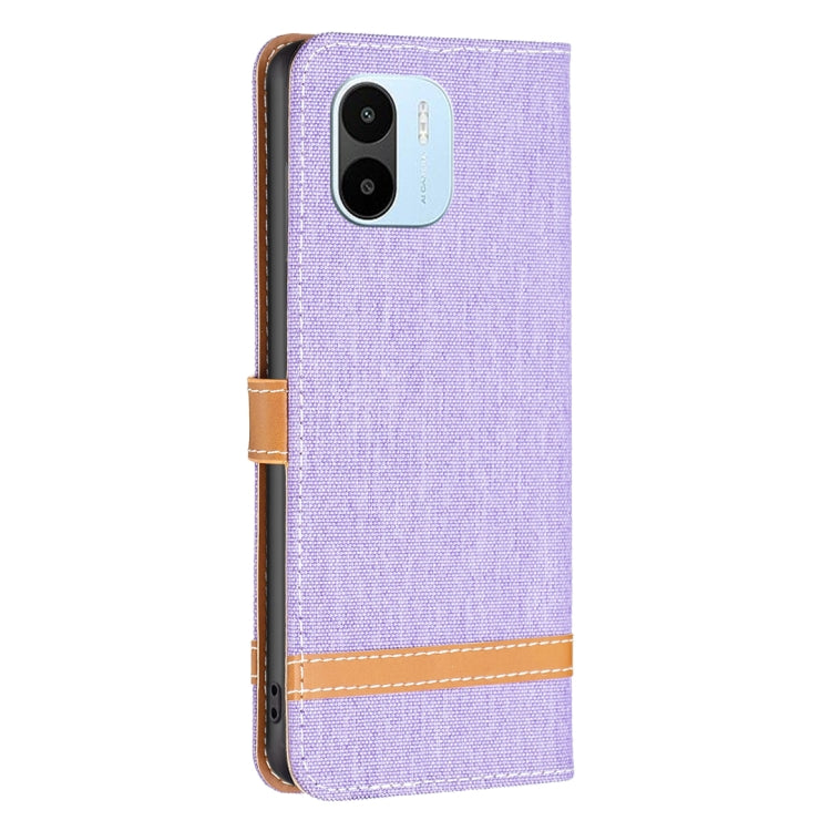 For Xiaomi Redmi A1 / A1+ Color Block Denim Texture Leather Phone Case