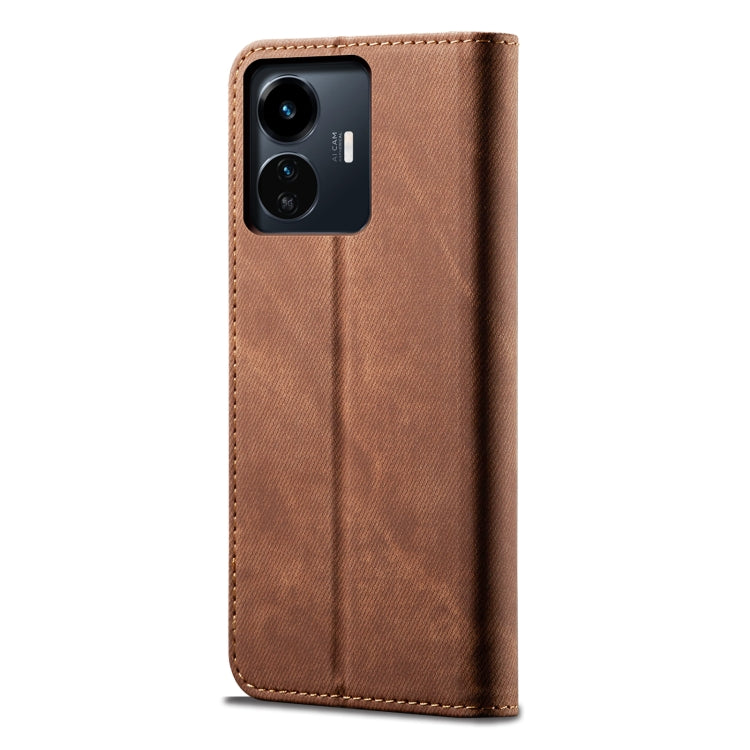 For vivo Y77 5G Malaysian/Y77e Global Denim Texture Leather Phone Case