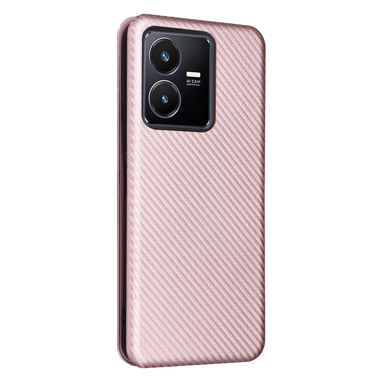 For vivo Y22s / Y35 Carbon Fiber Texture Leather Phone Case