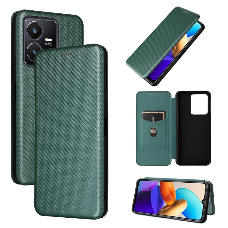 For vivo Y22s / Y35 Carbon Fiber Texture Leather Phone Case