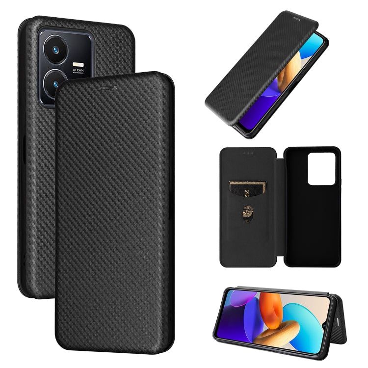 For vivo Y22s / Y35 Carbon Fiber Texture Leather Phone Case