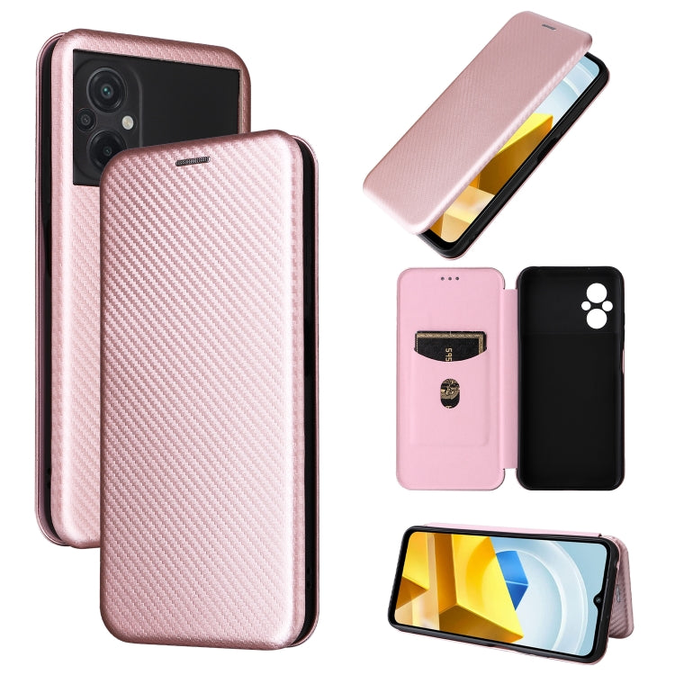 For Xiaomi Poco M5 4G Carbon Fiber Texture Leather Phone Case