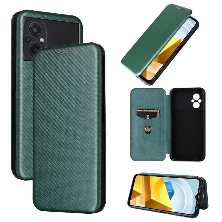 For Xiaomi Poco M5 4G Carbon Fiber Texture Leather Phone Case