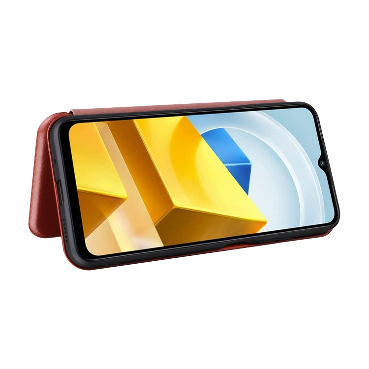 For Xiaomi Poco M5 4G Carbon Fiber Texture Leather Phone Case