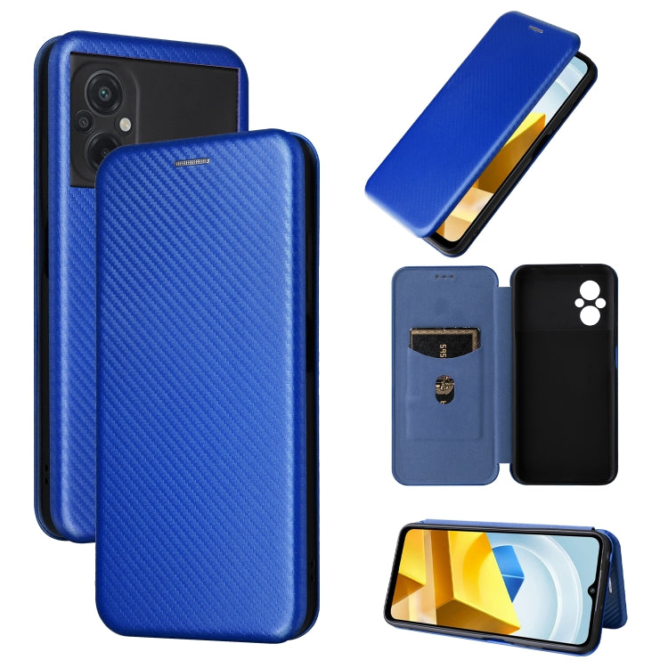For Xiaomi Poco M5 4G Carbon Fiber Texture Leather Phone Case