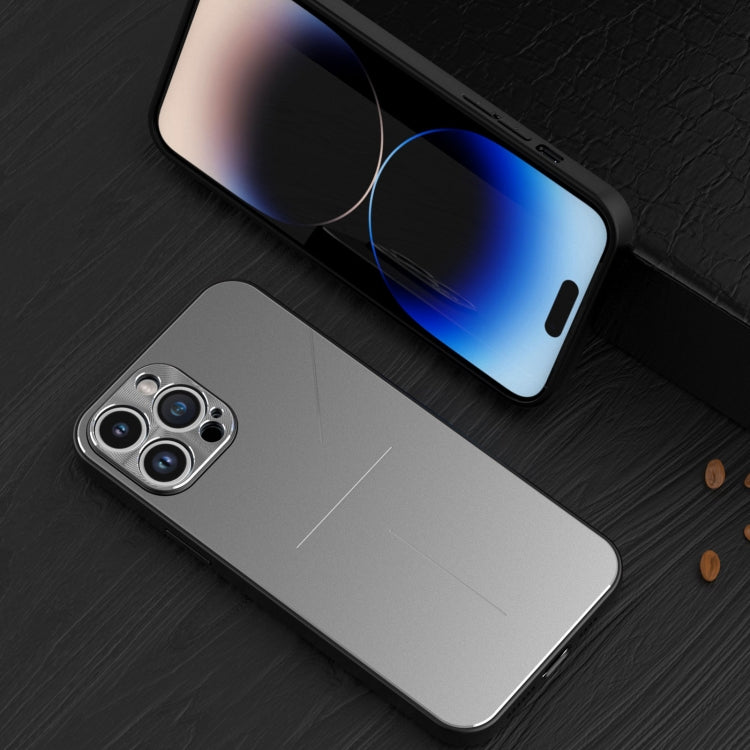 For iPhone 14 Pro Max R-JUST RJ52 3-Line Style Metal TPU Shockproof Phone Case