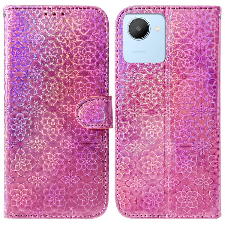 For Realme C30 Colorful Magnetic Buckle Leather Phone Case