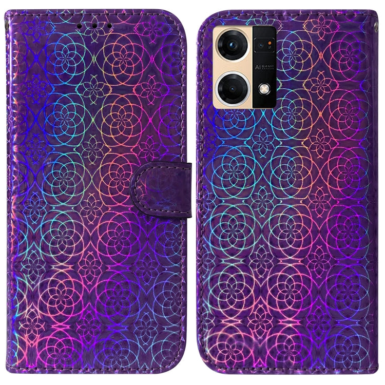 For OPPO Reno7 4G Colorful Magnetic Buckle Leather Phone Case