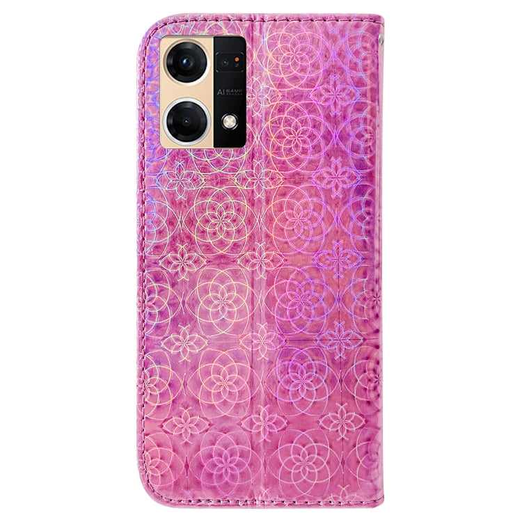For OPPO Reno7 4G Colorful Magnetic Buckle Leather Phone Case