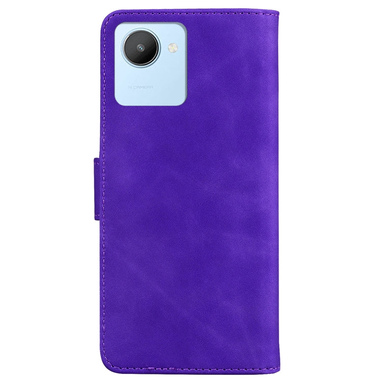 For Realme C30 Skin Feel Pure Color Flip Leather Phone Case