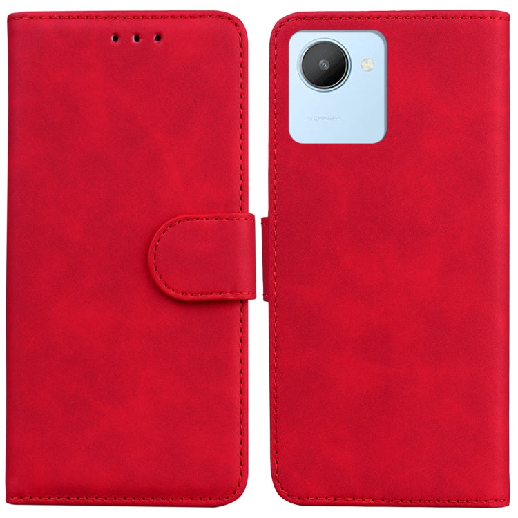 For Realme C30 Skin Feel Pure Color Flip Leather Phone Case