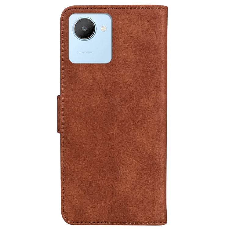 For Realme C30 Skin Feel Pure Color Flip Leather Phone Case