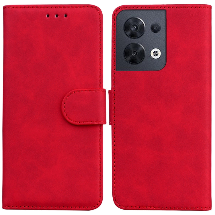 For OPPO Reno8 Skin Feel Pure Color Flip Leather Phone Case
