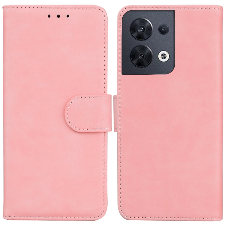 For OPPO Reno8 Skin Feel Pure Color Flip Leather Phone Case