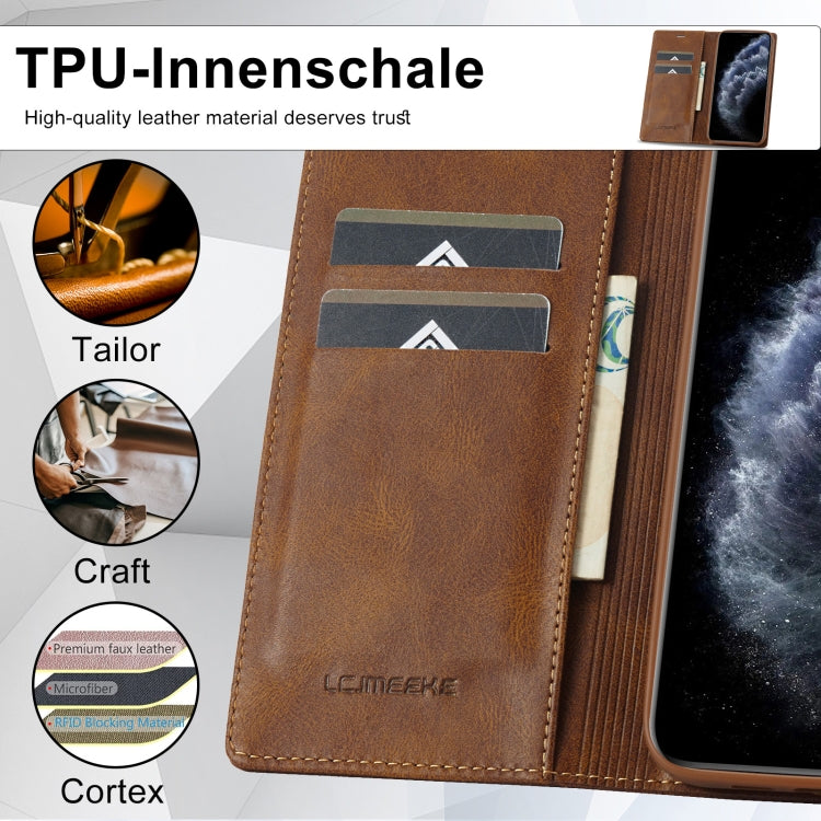 For iPhone 11 Pro Max LC.IMEEKE RFID Anti-theft Leather Phone Case