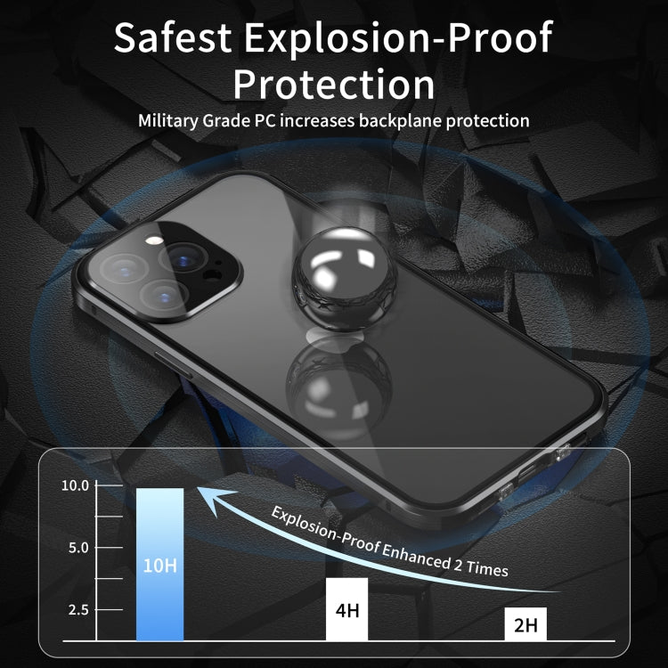For iPhone 14 Pro Dual-Lock Anti-peeping Glass 360 Full Body Frosted Magnetic Phone Case
