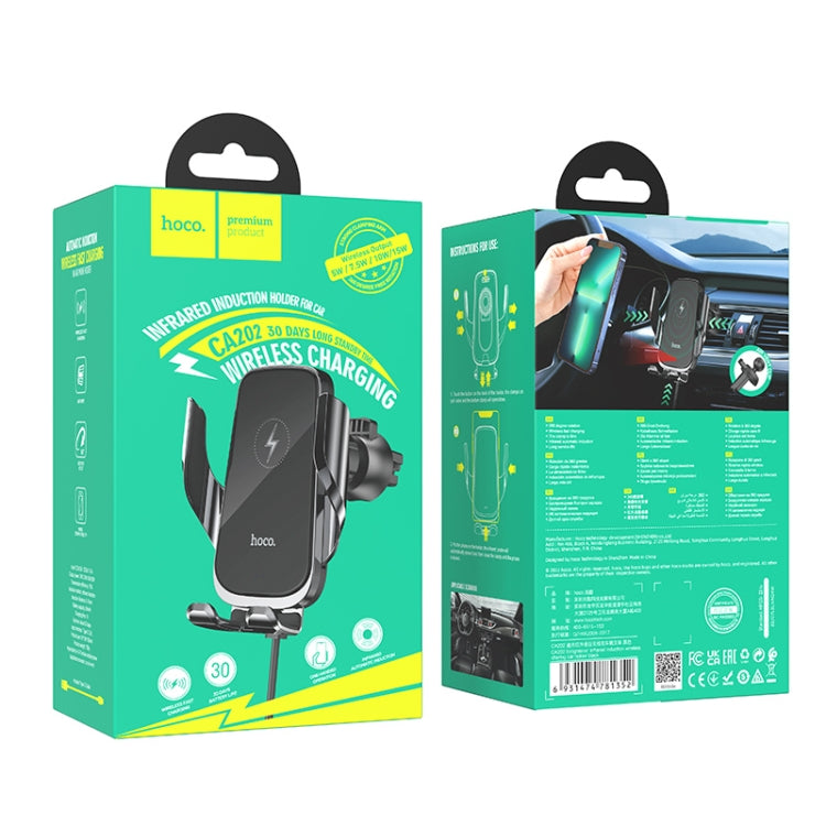 hoco CA202 Enlightener Infrared Induction Wireless Charing Car Holder(Black)