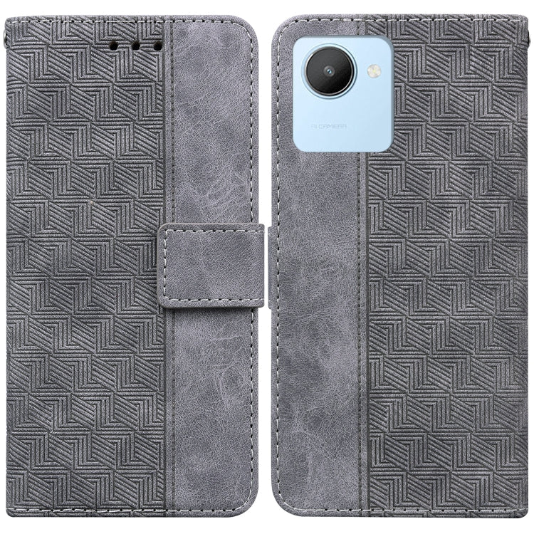 For Realme C30 Geometric Embossed Flip Leather Phone Case