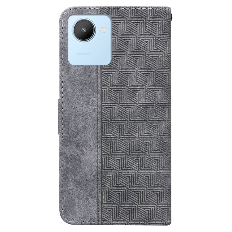 For Realme C30 Geometric Embossed Flip Leather Phone Case