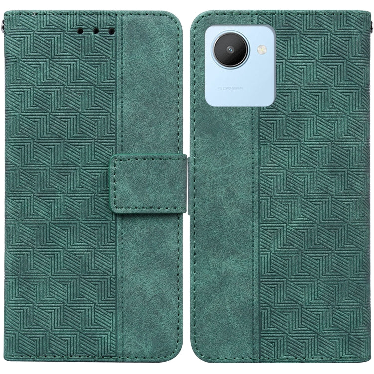 For Realme C30 Geometric Embossed Flip Leather Phone Case
