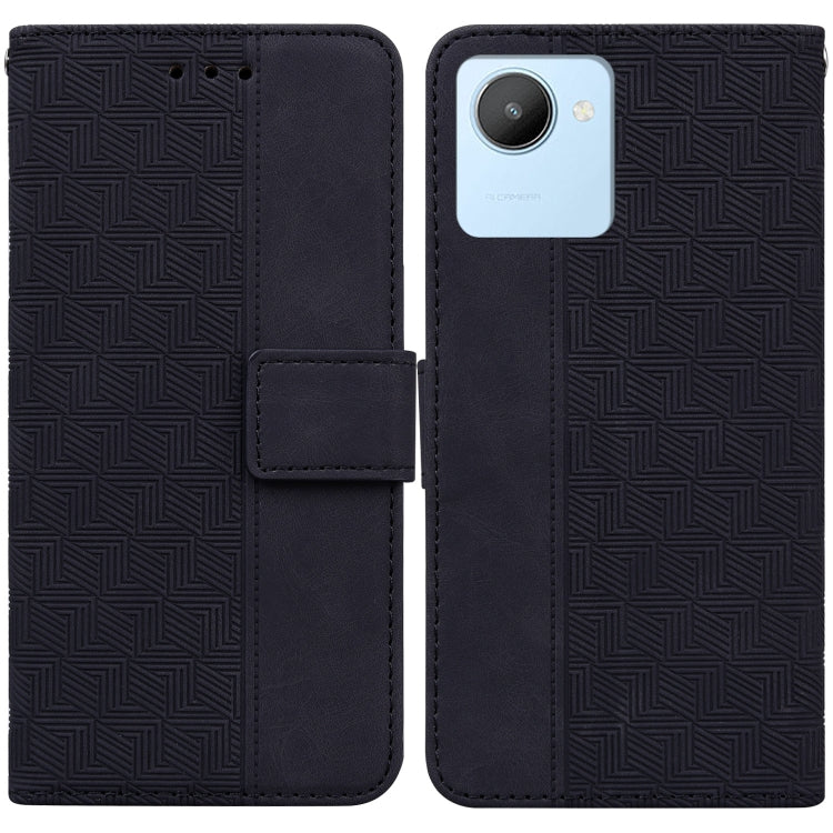 For Realme C30 Geometric Embossed Flip Leather Phone Case