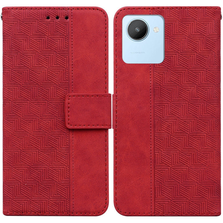 For Realme C30 Geometric Embossed Flip Leather Phone Case