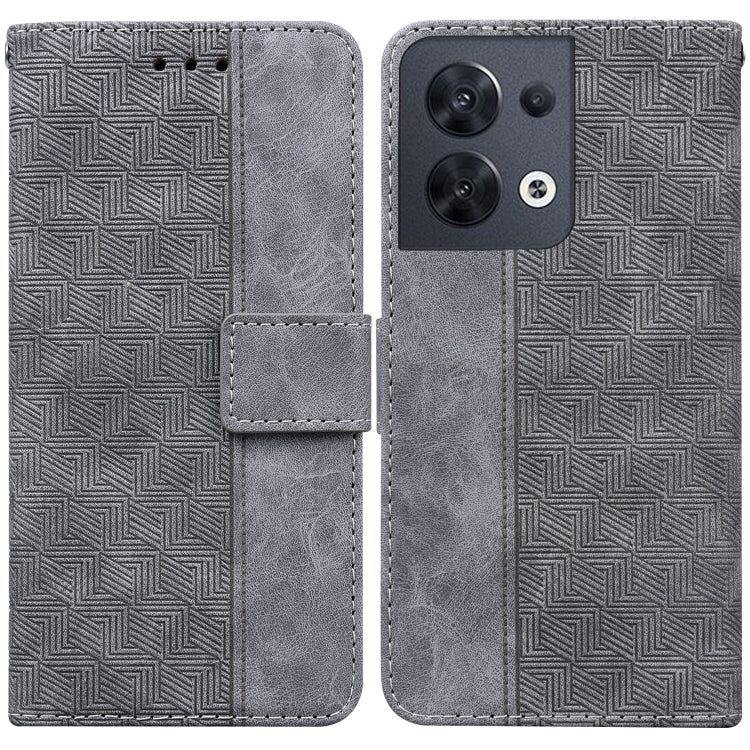 For OPPO Reno8 Geometric Embossed Flip Leather Phone Case