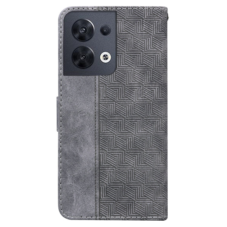 For OPPO Reno8 Geometric Embossed Flip Leather Phone Case
