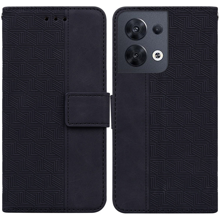 For OPPO Reno8 Geometric Embossed Flip Leather Phone Case